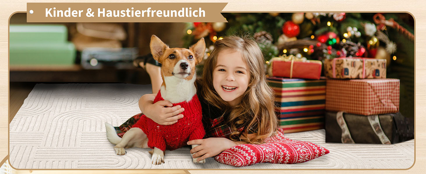 Килим для вітальні 160x230 см, великий пухнастий з коротким ворсом, миючий, сучасний, з 3D ефектом, неслизький, для їдальні, кухні, спальні, бежевий