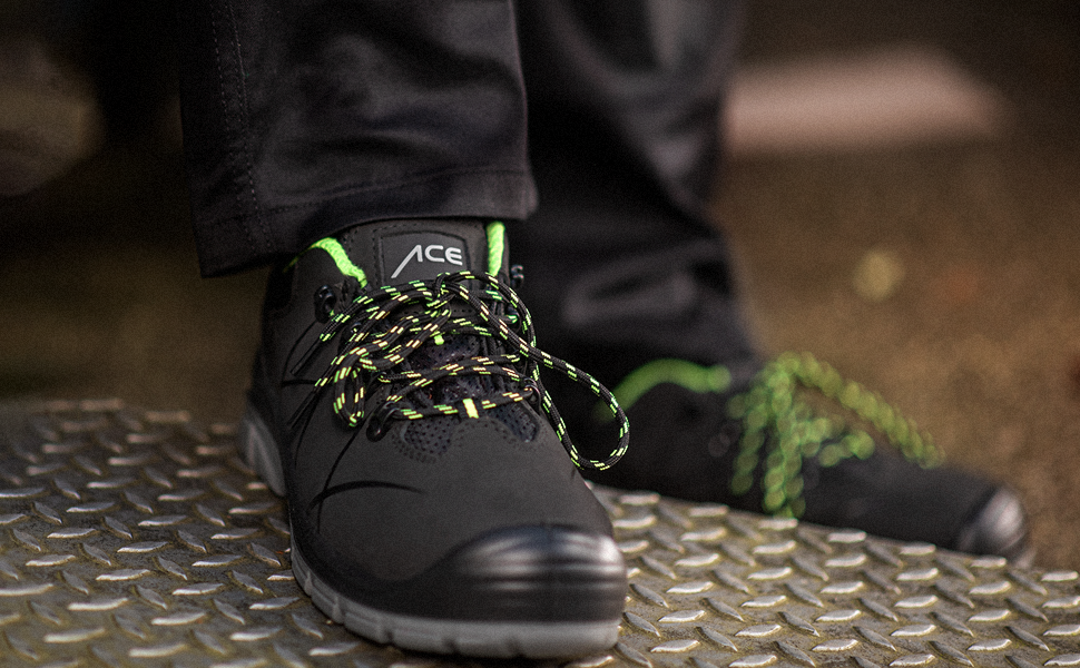 Черевики робочі ACE Constructor S3-Arbeitsschuh - захисне взуття для чоловіків з металевим підноском, водонепроникні, зелено-чорні, 46 EU