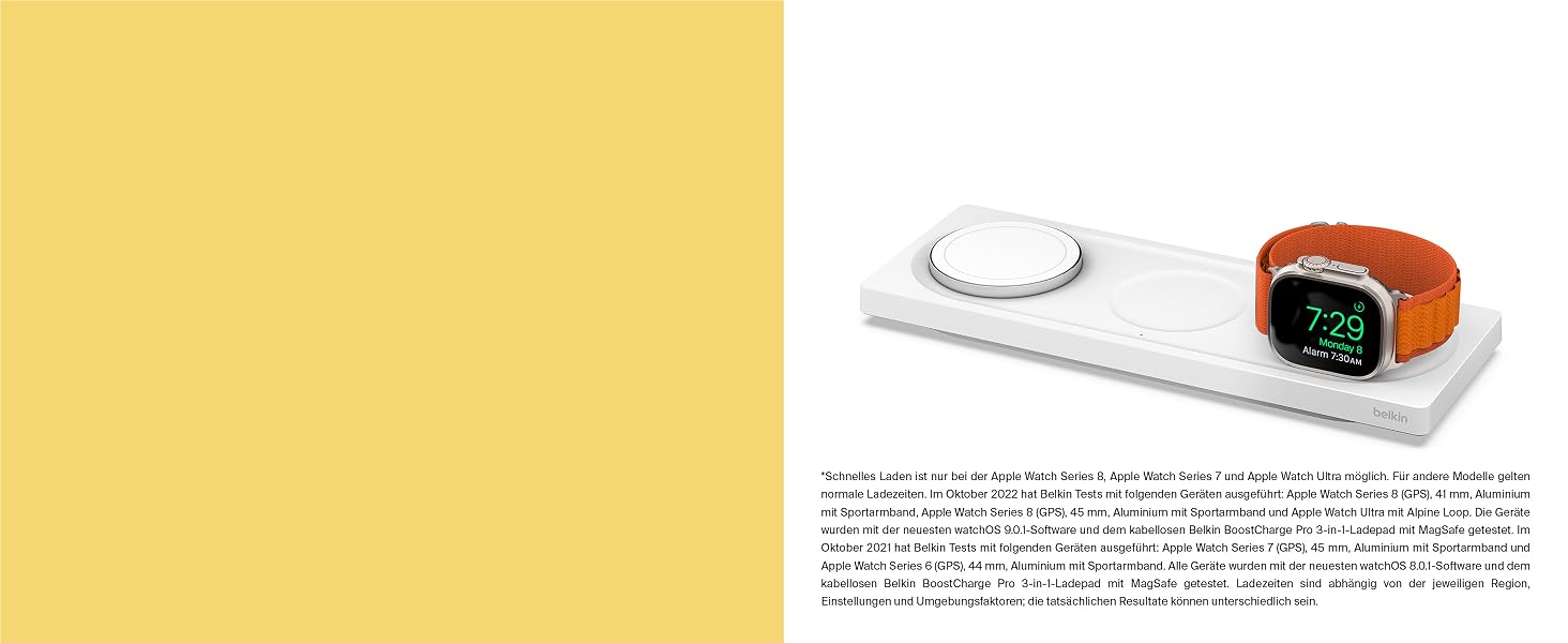 Belkin MagSafe Бездротовий зарядний пристрій 3-в-1 MFi для iPhone 16/15/14/13/12, Apple Watch, AirPods (Білий)