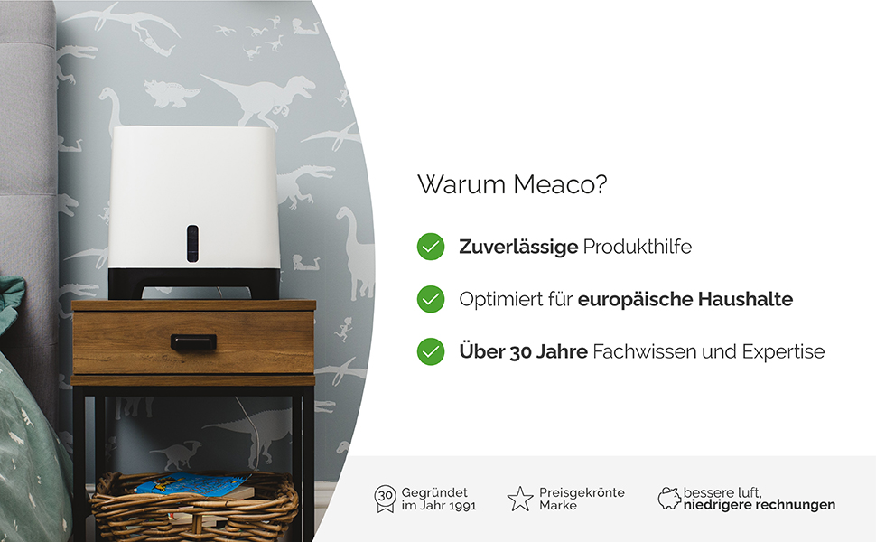 Зволожувач повітря Meaco Armin 680 мл - Вертикальний, для кімнат до 89 м², великий бак 4.7 л, для жорсткої та м'якої води, без білого нальоту