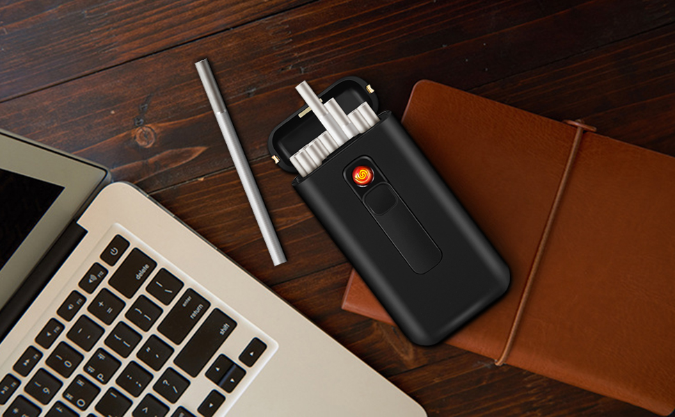 Електронне табакерне аксесуар Lafagiet XL666: кейс для сигарет з запальничкою, LED-дисплей, 18 шт. King Size, подарунок для чоловіків