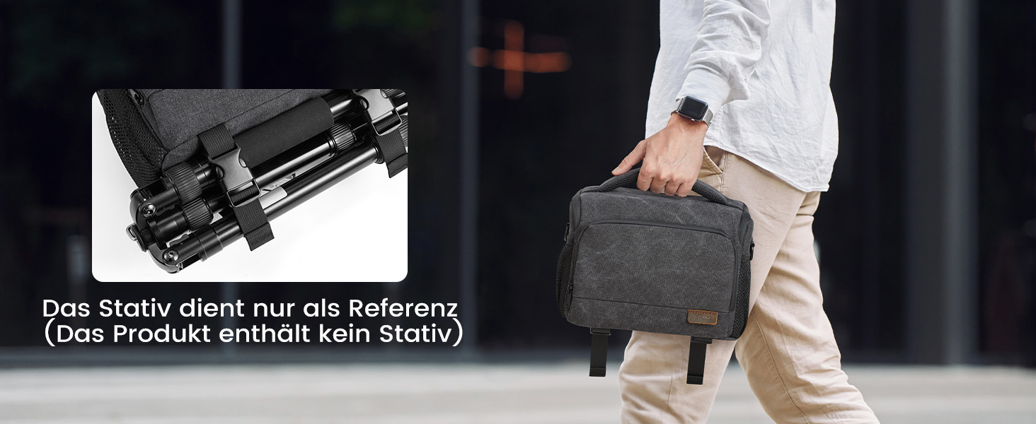 Сумка для камери S-ZONE: водонепроникна фотосумка для DSLR/SLR з кріпленням для штатива та аксесуарами (сіра)