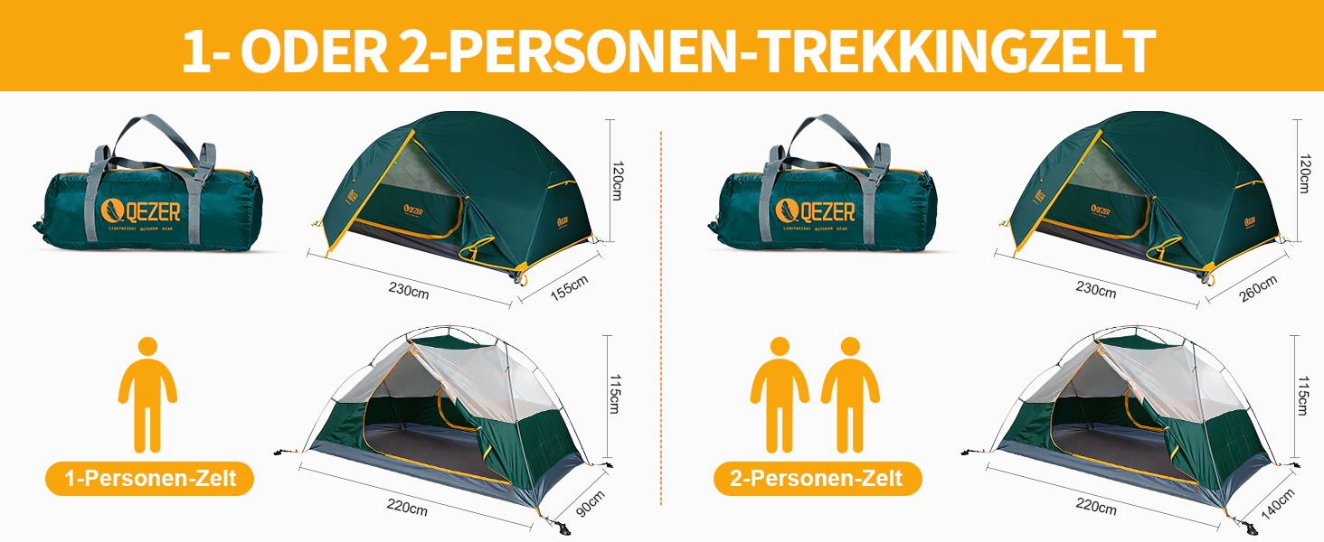 Намет кемпінговий купольний 1-2 місця Campingzelt водонепроникний, вітростійкий, для походу, кемпінгу, активного відпочинку (зелений)