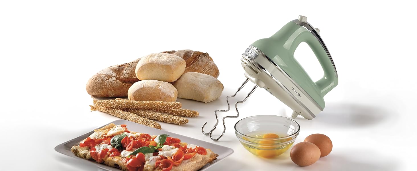 Ручний міксер Ariete Vintage 1548, 450W, 5 швидкостей, Turbo, 2 насадки, для тіста та збивання