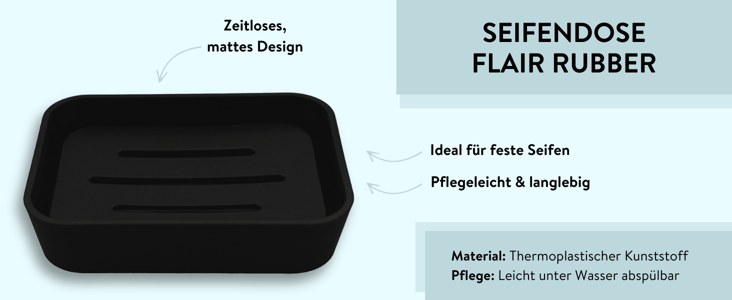 PARSA Beauty Тримач для мила чорного кольору – неслизька мильниця з гумовим покриттям – стильний та позачасовий дизайн для ванної, душу та кухні – надійна мильниця для твердого мила в кожному домі