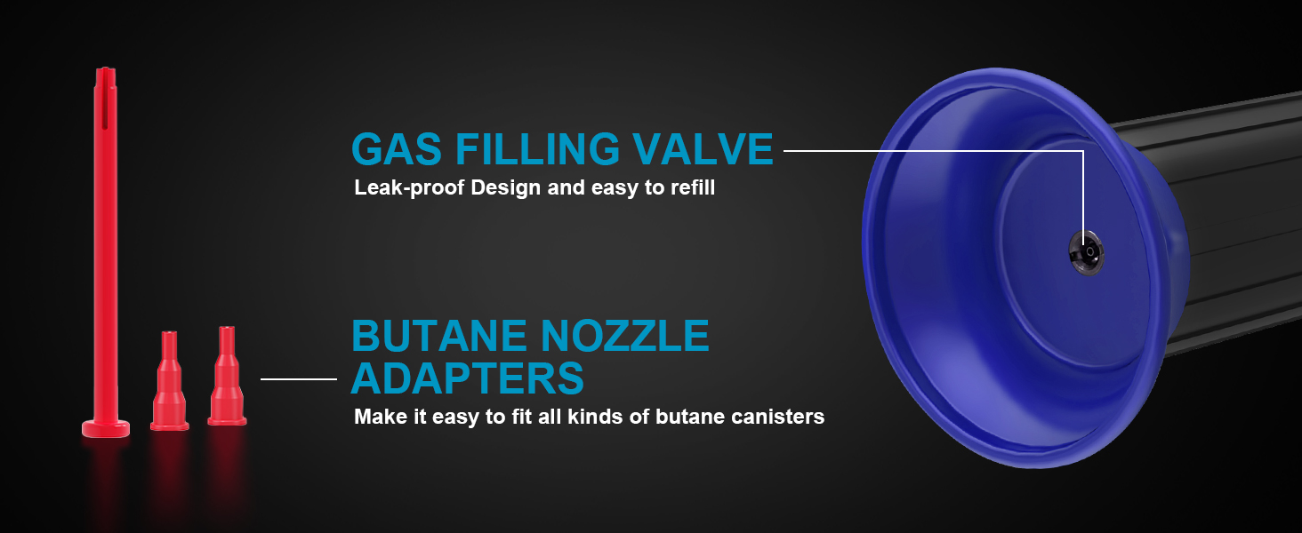 Нагрівач для крем-брюле, заправний, міні-розмір з регулюванням полум'я, для десертів, BBQ (бутан не входить) (синьо-чорний)