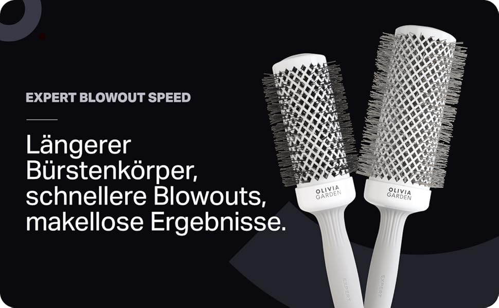 Кругла щітка Olivia Garden Expert Blowout Speed з керамічним покриттям, 55 мм, білий та сірий
