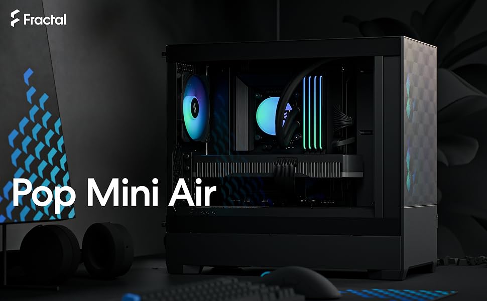 Корпус для ПК Fractal Design Pop Mini Air RGB Black з темперованим склом та сіткою Honeycomb Mesh – 3 RGB вентилятори, підтримка mATX