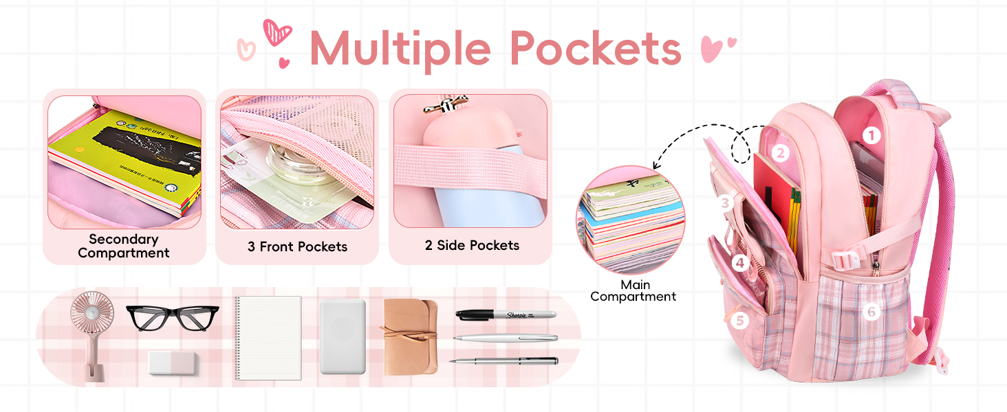 Шкільний рюкзак для дівчаток 1-5 клас, 2025. Ергономічний рюкзак для дітей з нагрудним ременем, водонепроникний, 27L, чорний. Kawaii дизайн.