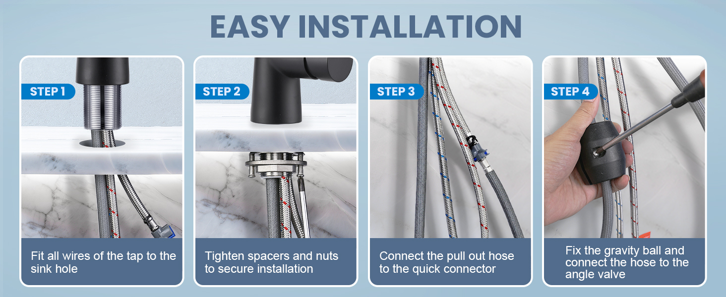 Кран кухонний iVIGA висувний з душем, водоспад, 360° поворот, мікшер, 3 режими, брашований нікель