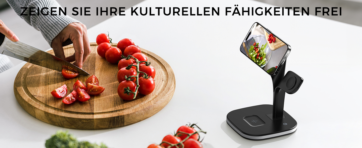 Зарядна станція 3 в 1 для Apple Watch та iPhone з MagSafe, сумісна з iPhone 17 Air 16 15 14 13 12, Apple Watch 11 10 9 8 7 6 5 4 3 2 SE Ultra, AirPods Pro/4/3/2, білий (чорний)