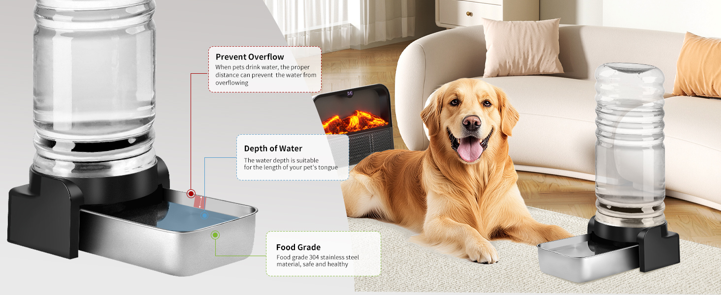 Автоматичний диспенсер води для собак великих порід Marchul 8.6L з мискою та килимком, 3 фільтри