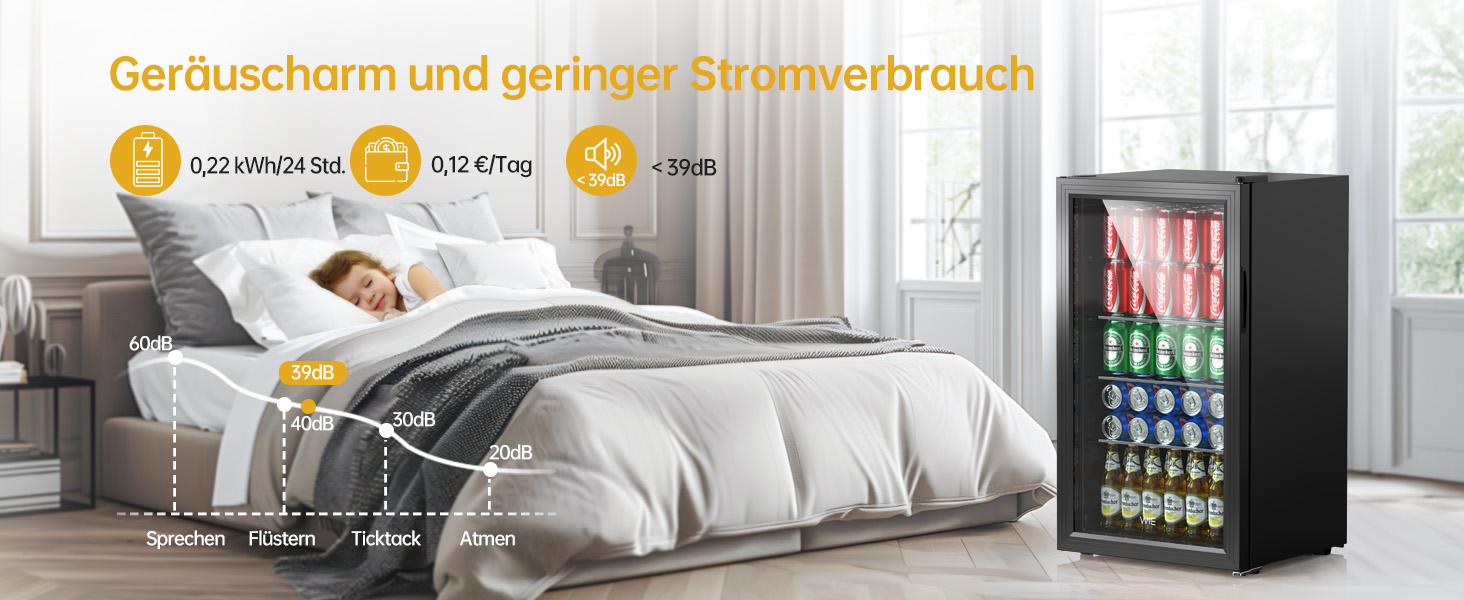 Міні-холодильник для напоїв WIE з подвійними скляними дверцятами, регульованими полицями, 86 літрів, 120 банок, для соди/пива, для дому/кухні/бару/офісу