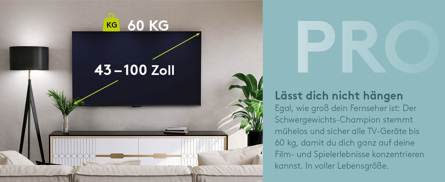 Кріплення для телевізора Goobay TV-Wandhalterung Pro FULLMOTION (XL) – для телевізорів 43-100 дюймів, поворотне, нахильне, максимальне навантаження 60 кг, VESA 800x400, висувний кронштейн, інтегроване кабельне управління, чорний