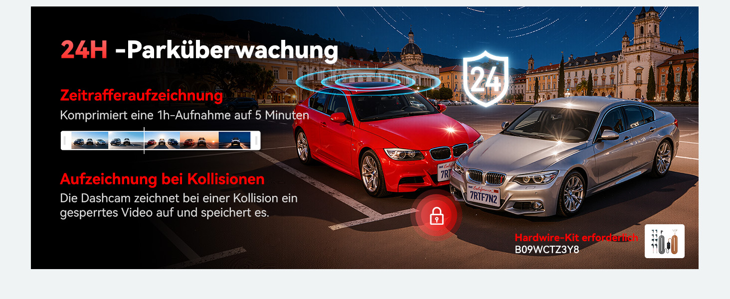 Автомобільний відеореєстратор REDTIGER F7N 4K з WiFi та GPS, передня камера 4K/2.5K, задня 1080P, кут 170°, моніторинг паркування, карта пам'яті 64ГБ у комплекті