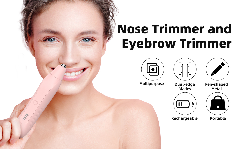 Триммер для носа та вух для жінок: безболісний, USB, 2-в-1, рожевий