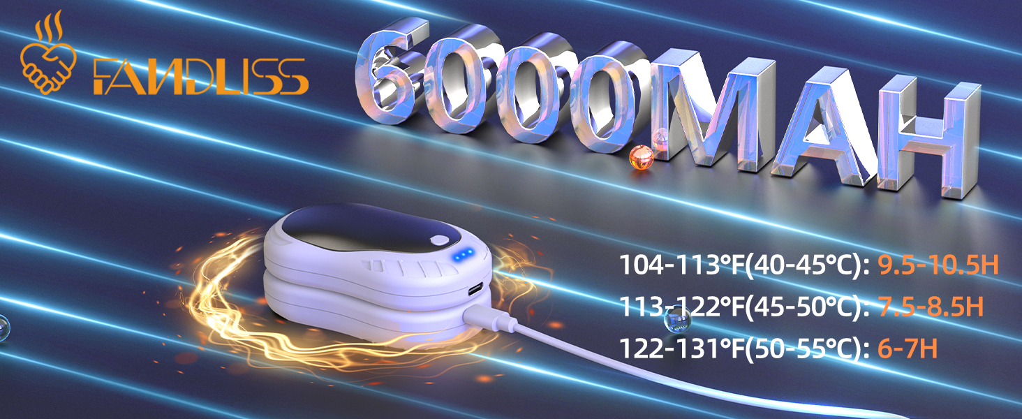 Електричні грілки для рук, 2 шт. Переносні кишенькові грілки, акумуляторні, 6000mAh, 3 режими нагріву, швидкий нагрів, ідеальний подарунок для спорту на відкритому повітрі, Різдво взимку, білий/чорний