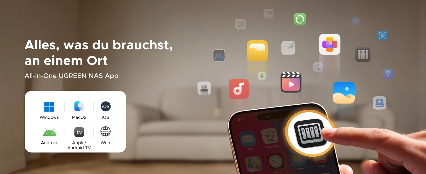 NAS UGREEN DH2300: 2 відсіки, NFC, AI фотоальбом, 4K відеотека, 1GbE LAN, 4GB RAM (без дисків)