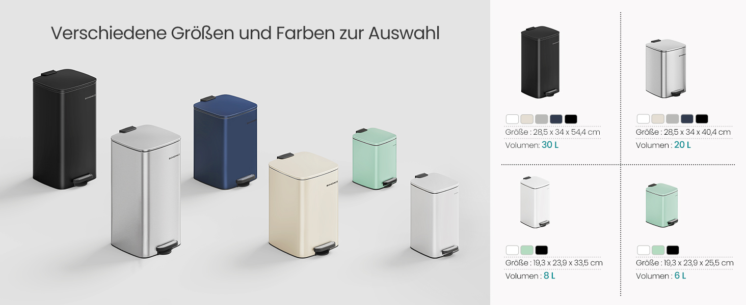 Сміттєве відро SONGMICS для кухні з механізмом закривання Softclose, 30 л, чорний (LTB592E01)