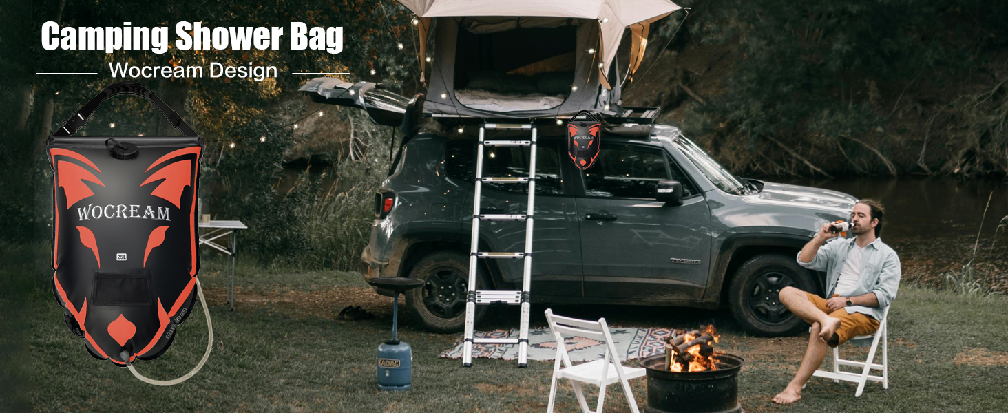 Сонячна душова сумка для кемпінгу 25л Camping Dusch Outdoor помаранчево-червона, портативний душ для пляжу, подорожей, TPU