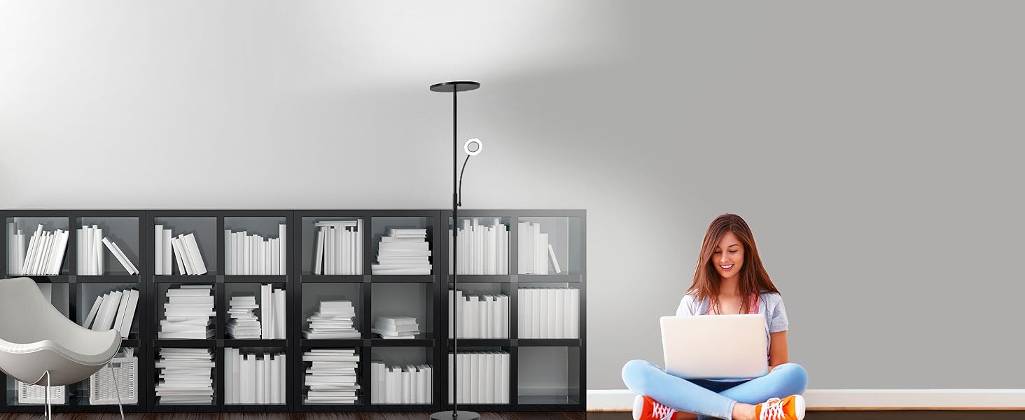 LED-стійка лампа Modlicht 35W з регулюванням яскравості, чорна, 4200LM з пультом ДУ та сенсорним керуванням, 3000-6000K, для вітальні, спальні, офісу