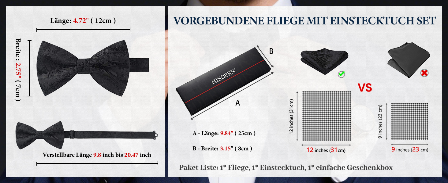 Метелик HISDERN для чоловіків з кишеньковим хустинкою, однотонний, регульований, для смокінгу, весілля, вечірки, колір бордовий