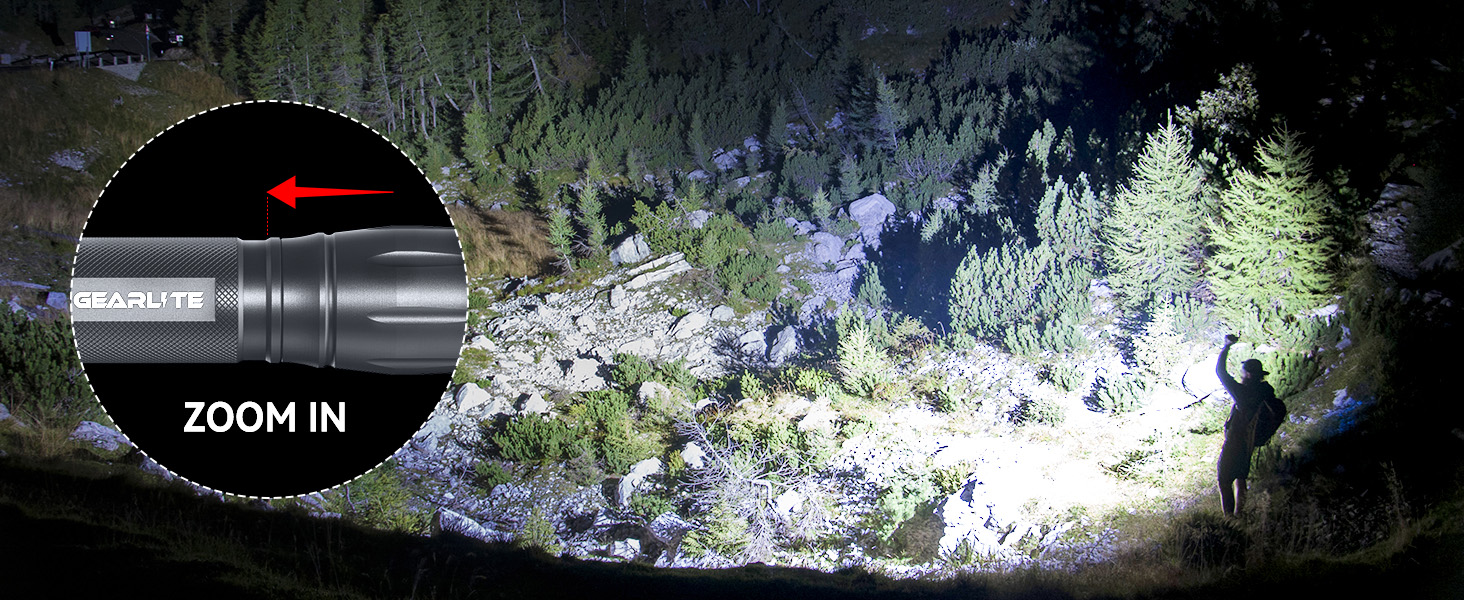 LED ліхтарик Gearlite 2 шт., 2000 люмен, 5 режимів, водонепроникний IP65, для кемпінгу, туризму, дітей, невідкладних ситуацій (сірий)