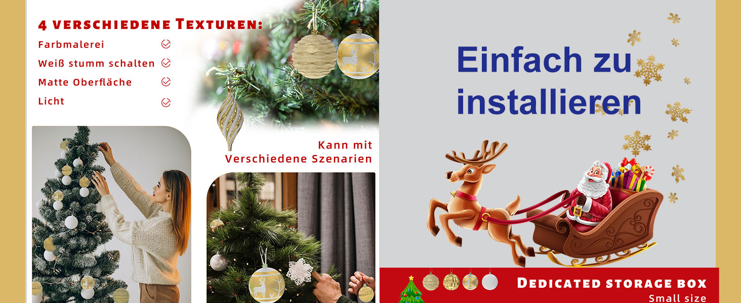Набір прикрас для ялинки Aufun 108 шт. Преміум якість, пластик, з верхівкою, ялинкові кулі, зірки, безпечні прикраси, ялинкові кулі багаторазового використання, декор для ялинки (шампань, срібло)