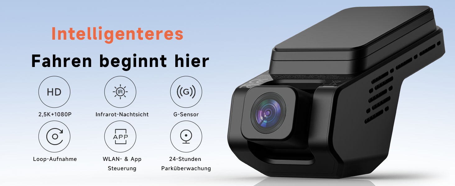 Відеореєстратор Veement Dashcam Auto: 2.5K+1080p, міні камера, нічне бачення, G-сенсор, паркувальний режим, 32GB карта, чорний