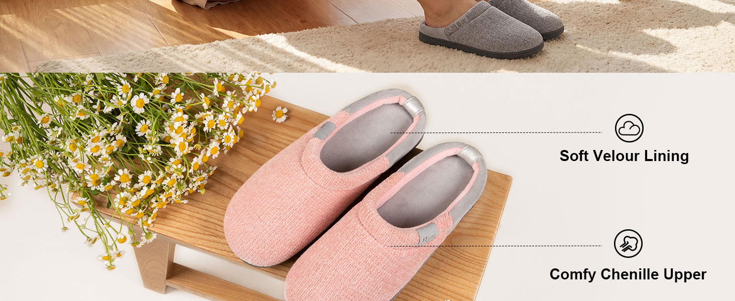 Жіночі домашні капці LongBay з ефектом пам'яті (Memory Foam), протиковзкі зручні тапочки slip-on, чорні, розмір 38/39 EU