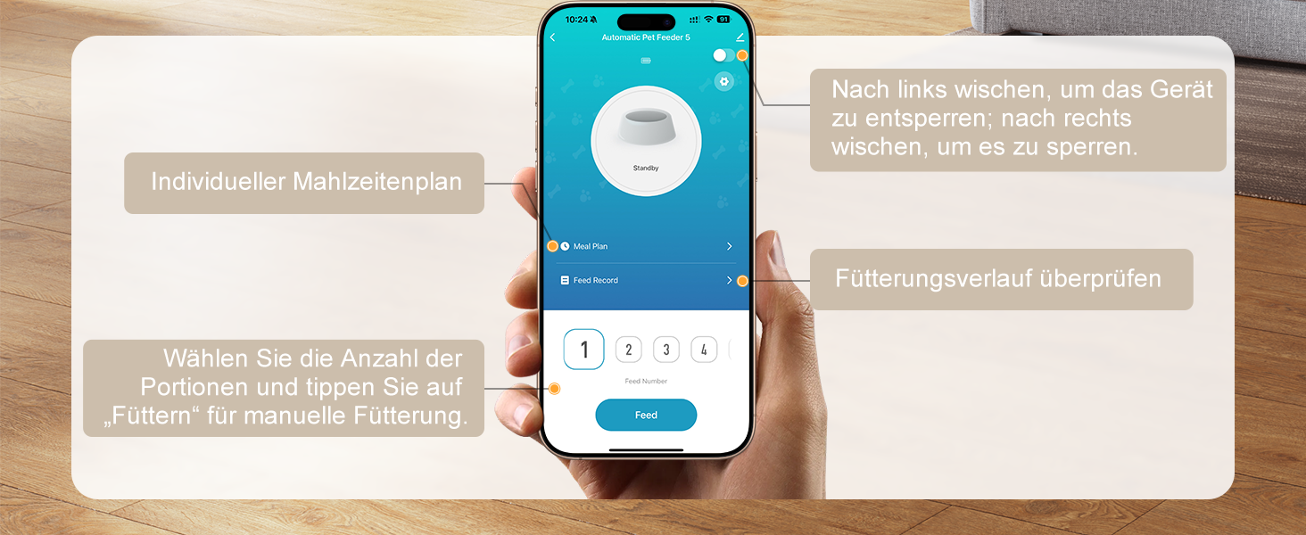 Автомат годування котів IMIPAW, 5G | WiFi, керування через APP, до 10 прийомів їжі на день, 4L, чорний