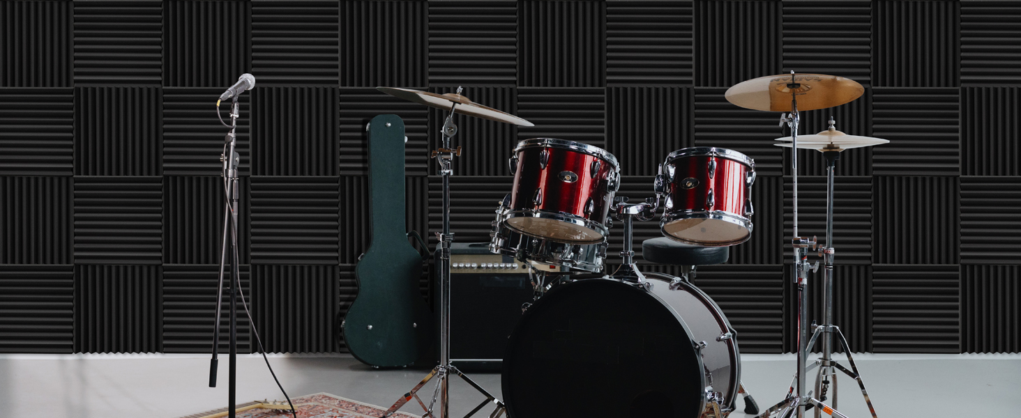 Акустичний поролон для звукоізоляції, панелі шумопоглинаючі 30x30x2.5 см з клейкою основою, набір 52 шт для студії звукозапису та домашнього кінотеатру