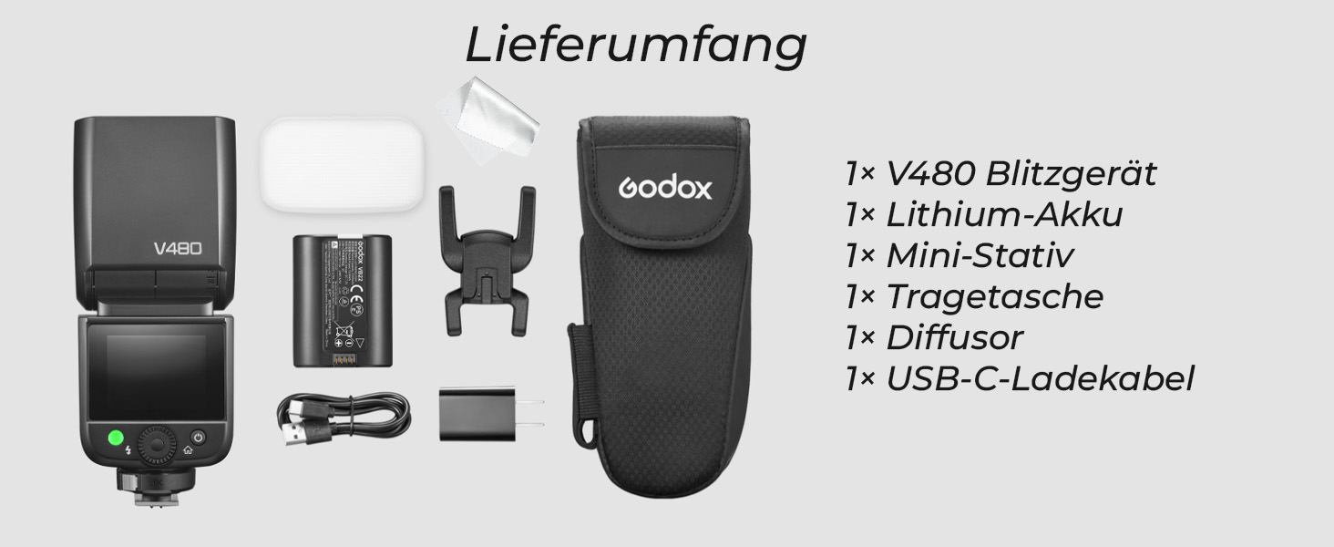 Спалах GODOX Blitz V480C з сенсорним екраном, GN50, TTL, HSS 1/8000s, сумісний з Canon R6 Mark II R10 R7 R100 EOS-R R5 Mark II R6 RP R8 M50 600D 90D 700D 750D