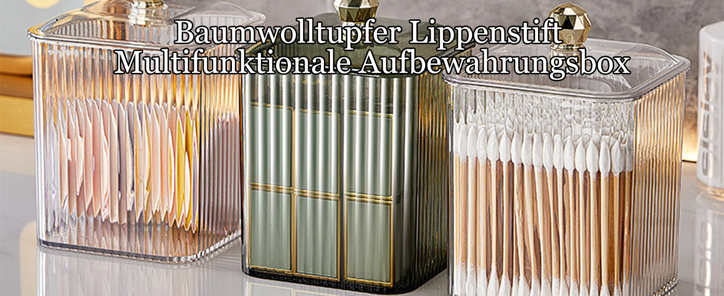 Контейнер для ватних паличок Veki з кришкою, прозорий, для ватних дисків, органайзер для косметики, зелений