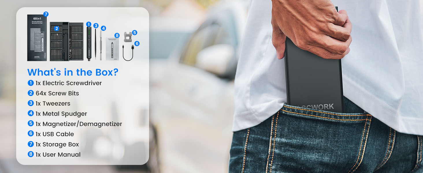 Електрична викрутка 68 в 1 з LED екраном та 64 бітами S2 - для ремонту ноутбуків, окулярів, годинників