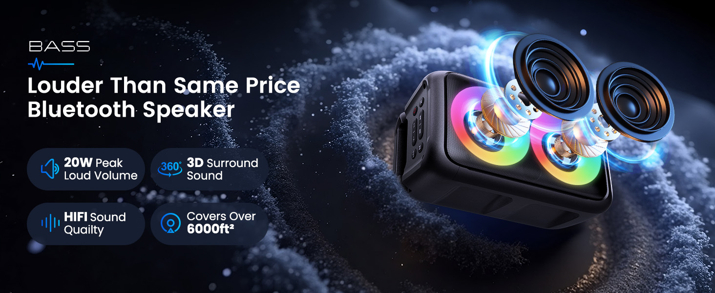 Караоке машина з 2 мікрофонами, портативна Bluetooth колонка з LED-підсвіткою, чорна