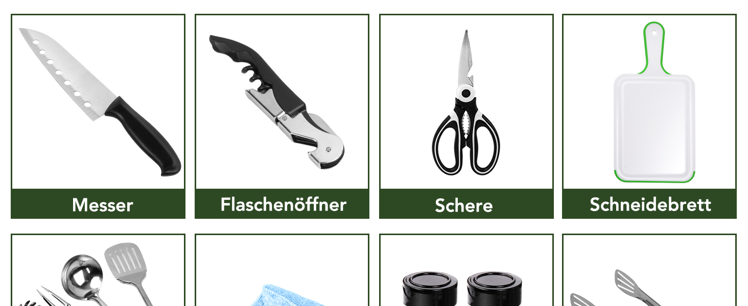 Набір кухонних аксесуарів для кемпінгу Eaststorm з водонепроникною сумкою. Підходить для кемпінгу, альпінізму, походів. Компактний та портативний. Темно-зелений колір.