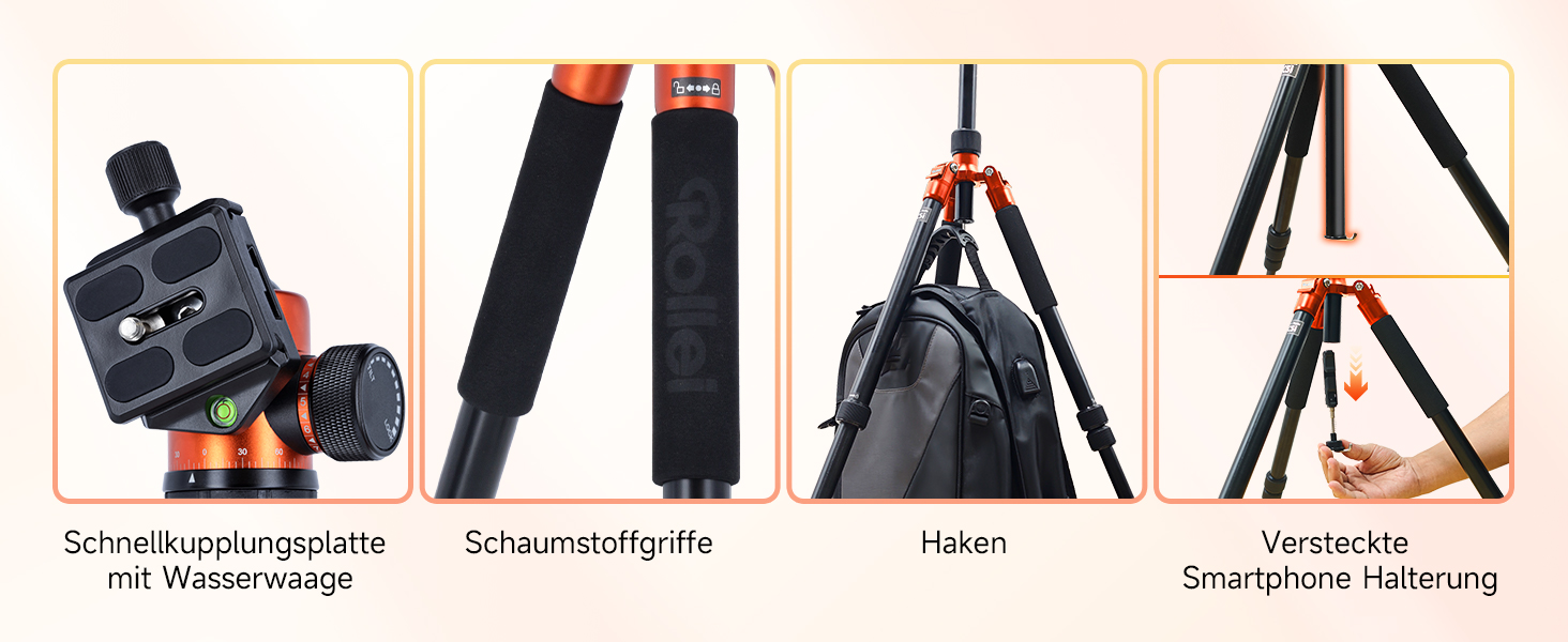 Штатив Rollei C5I Orange: легкий, алюмінієвий, для макрозйомки та подорожей | Monopod