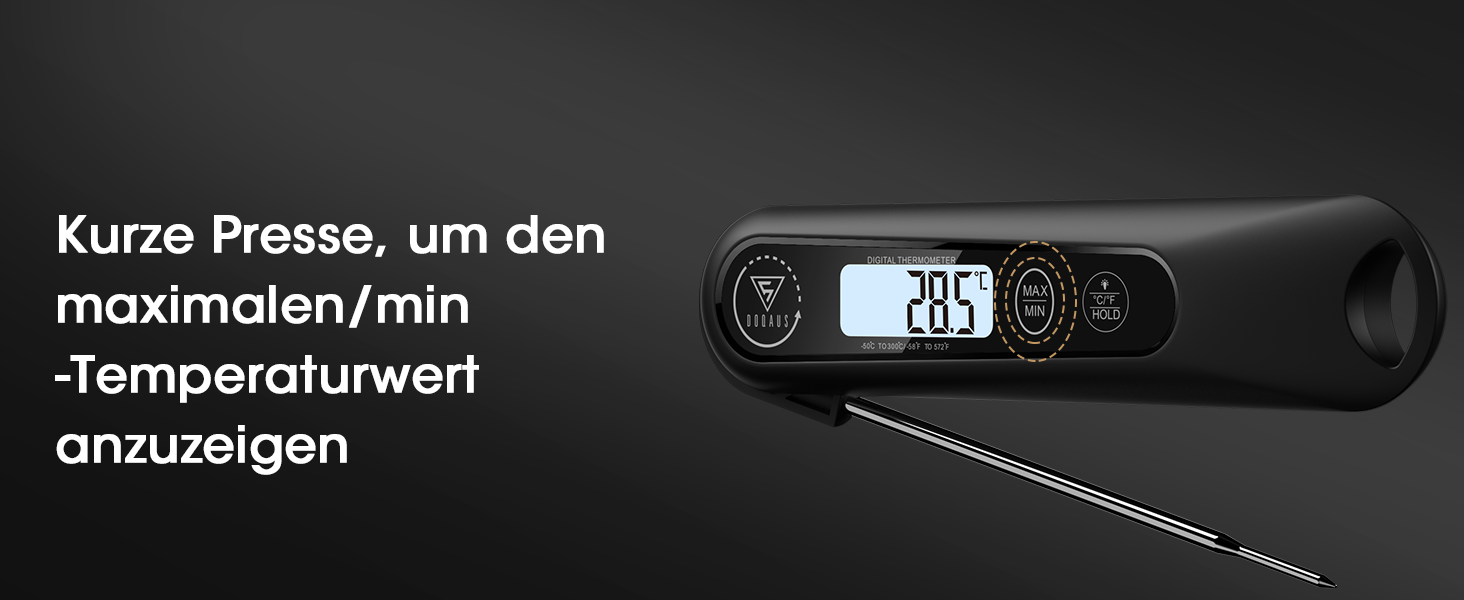 Цифровий кухонний термометр DOQAUS для приготування м'яса, випічки та грилю з LCD екраном