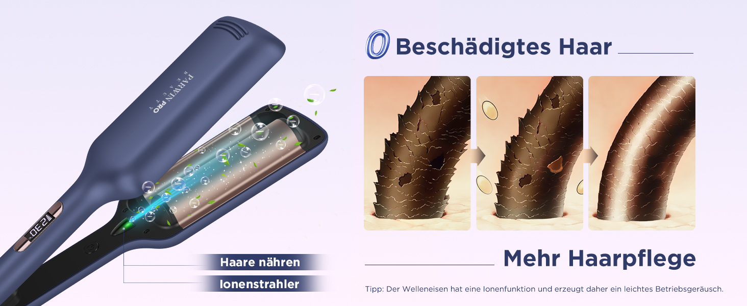 Welleneisen PARWIN PRO Meerjungfrau 32MM: великі локони, 4 температурні режими, швидке формування хвиль (Preußischblau)