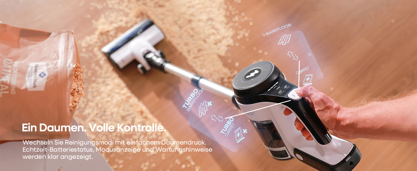 Бездротовий пилосос AlloyMove A01: потужний, з великим контейнером 1.5л та фільтрацією 99.9%, для волосся, килимів та твердих поверхонь (срібний)