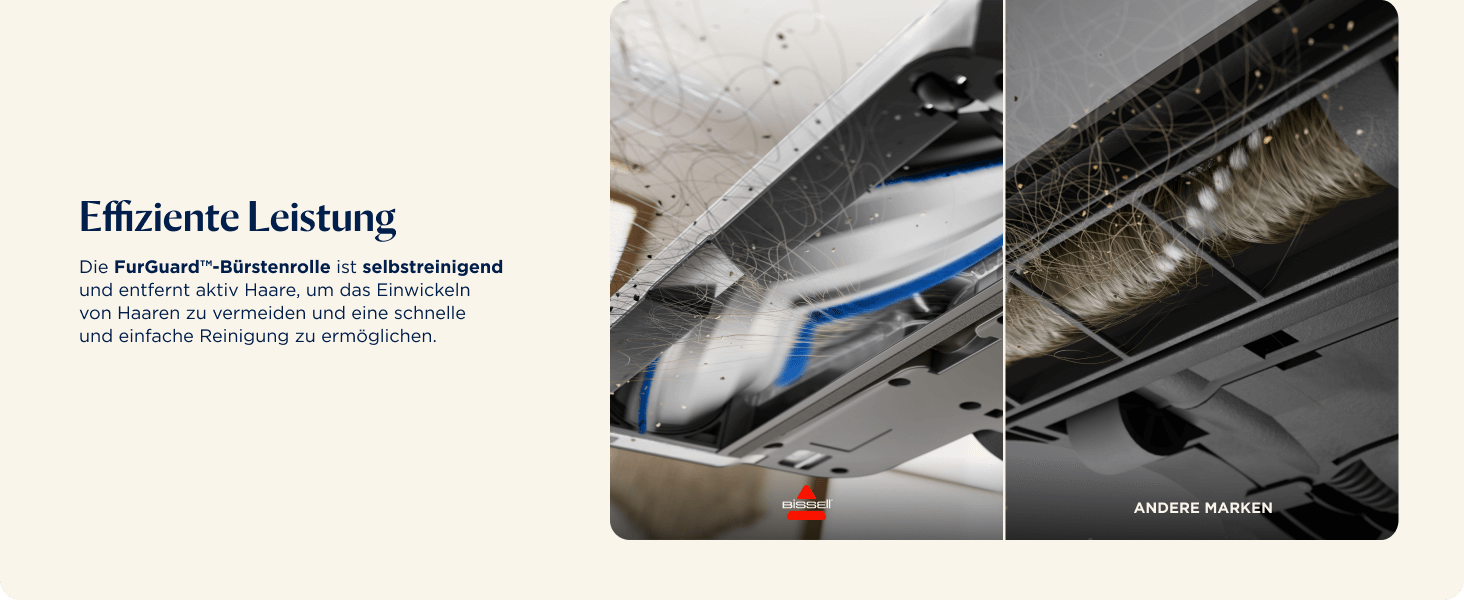 Бездротовий пилосос Bissell PowerClean FurGuard з акумулятором, 280W, самоочищувана щітка, світло FurFinder, HEPA-фільтр, акумулятор 2500 mAh, час роботи 50 хв, щітка FurGuard 4091N для видалення шерсті тварин