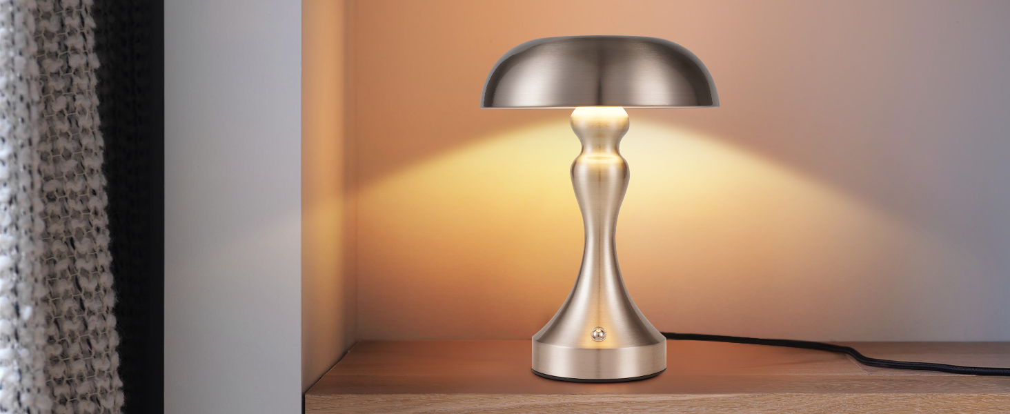 Бездротова настільна лампа Nicke - LED торшер з торканням, регульоване освітлення, USB зарядка, вінтажний дизайн, для спальні та вітальні