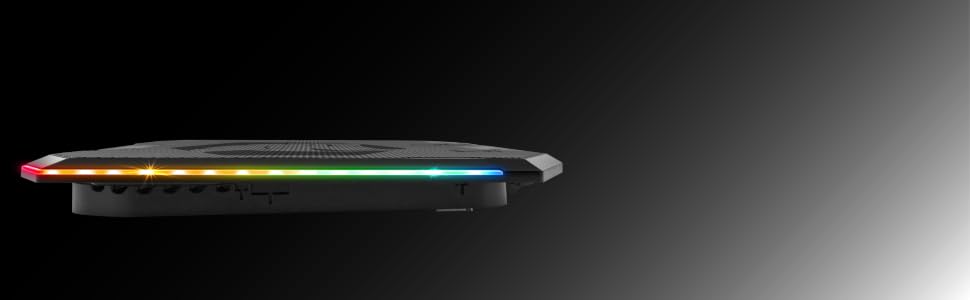 Ігровий охолоджувач для ноутбука EMPIRE GAMING Guardian S-C100 RGB, 6 вентиляторів, LCD-контролер, 5 рівнів висоти, підставка для смартфона, для ноутбуків 12-17 дюймів
