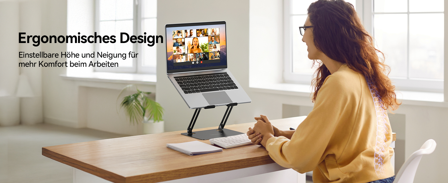 Підставка для ноутбука TECKNET, металева, регульована, чорна, 10-17.3 дюймів