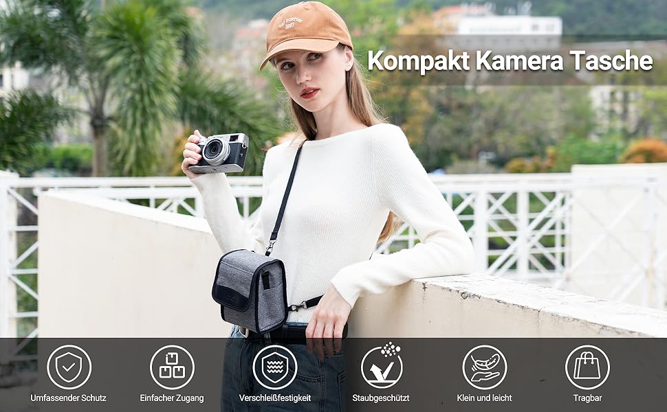 Сумка для камери JJC Kompakt: сумісна з Fuji X100VI/V/T, Sony a6700/6600/6400/6100, Canon EOS M5/M50, Ricoh GRIII, Leica SOFORT2 (сіра)