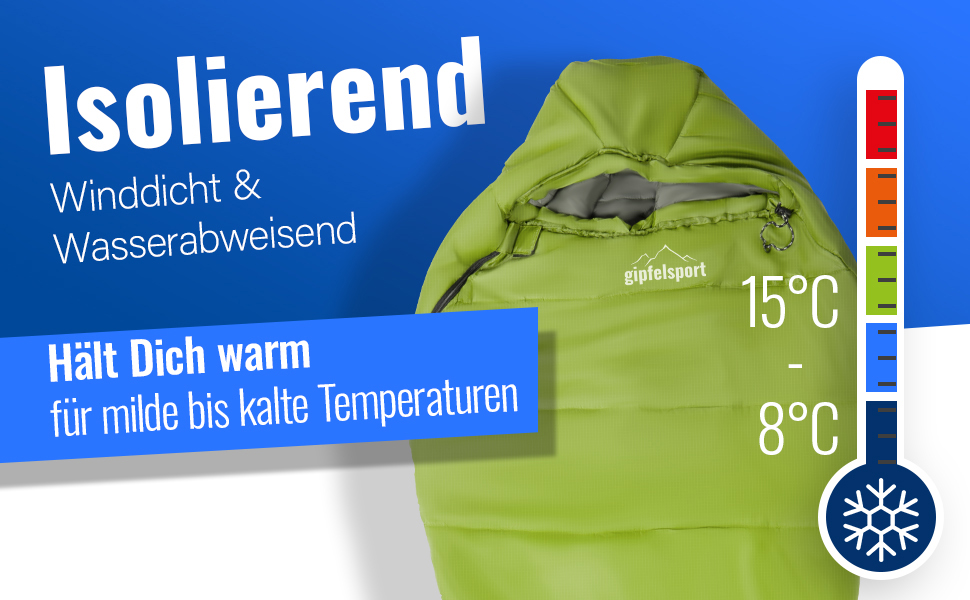 Сплячий мішок Gipfelsport Ultraleicht 4 сезони [-20°C до 15°C] | Чорний/Зелений, ультралегкий, для трекінгу, кемпінгу та подорожей