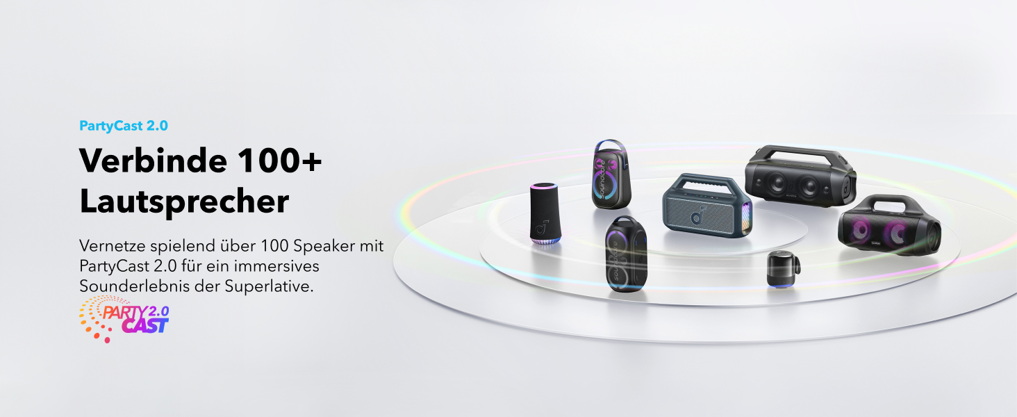 Soundcore Boom 2 - портативна Bluetooth колонка, 80W, сабвуфер, LED-підсвічування, IPX7, 24h, USB-C, BT 5.3, для кемпінгу, пляжу, саду (блакитна)