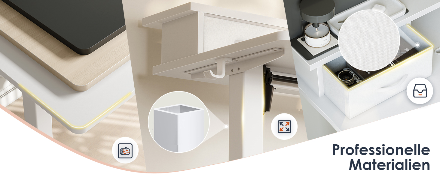 Регульований за висотою стіл OffiGo 120x60 з L-подкоркой, USB, висувна шухляда, ергономічний комп'ютерний стіл