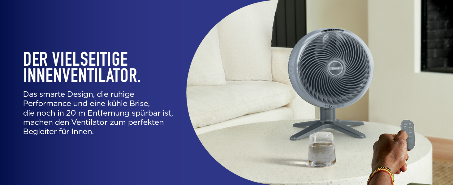 Вентилятор Shark FlexBreeze TableMate FA150EU: акумуляторний, для дому та вулиці, до 24 годин роботи, швидке охолодження, радіус дії 20 м, тихий, 5 швидкостей, осциляція, з пультом керування